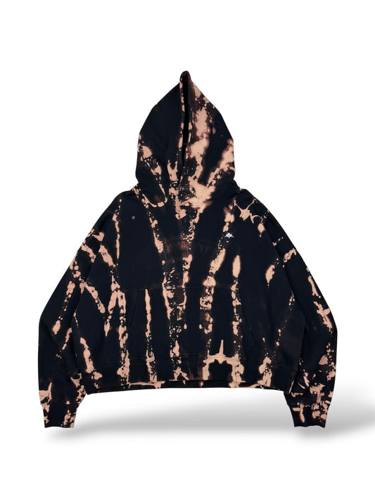 Black Ember | Boxy Oversized Hoodie | Bleach Dye