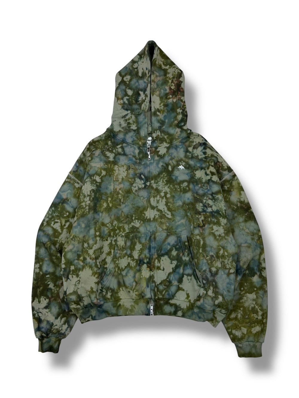 Mossy Modnight | Double Zip Oversized Hoodie | Ice Dye