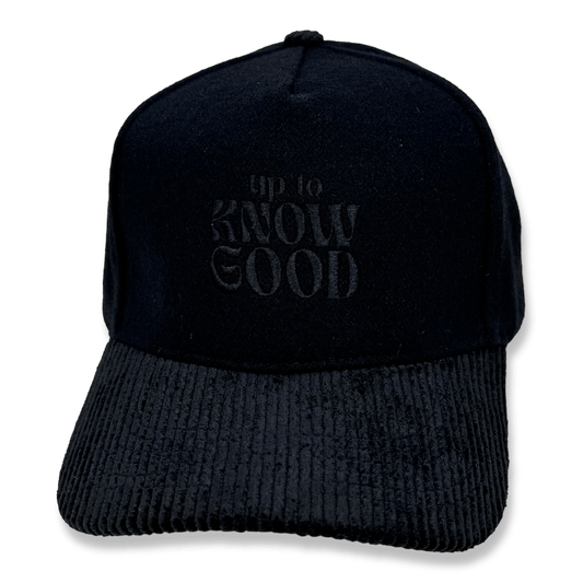 Thinking Cap - black wool & corduroy